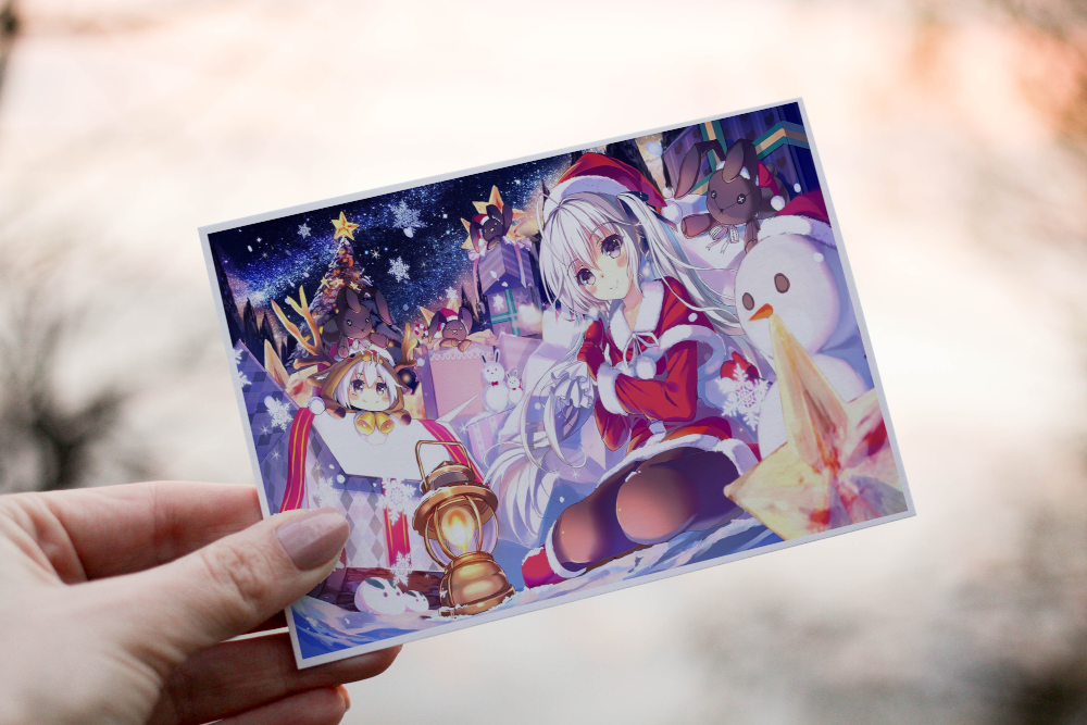 Anime Christmas Card, Personalized Card for Christmas